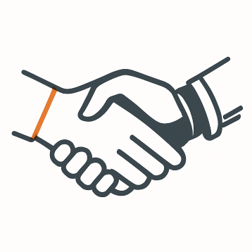 Human and robot handshake illustration